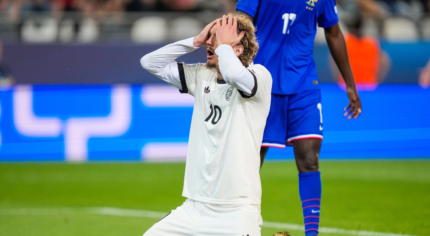 Nick Woltemade reacts during Germany U21 game
