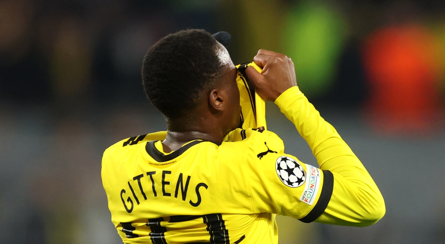 Jamie Gittens looks dejected