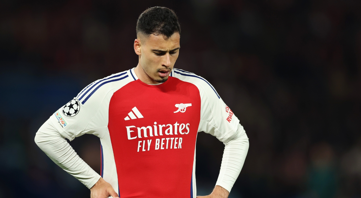 Gabriel Martinelli looks dejected