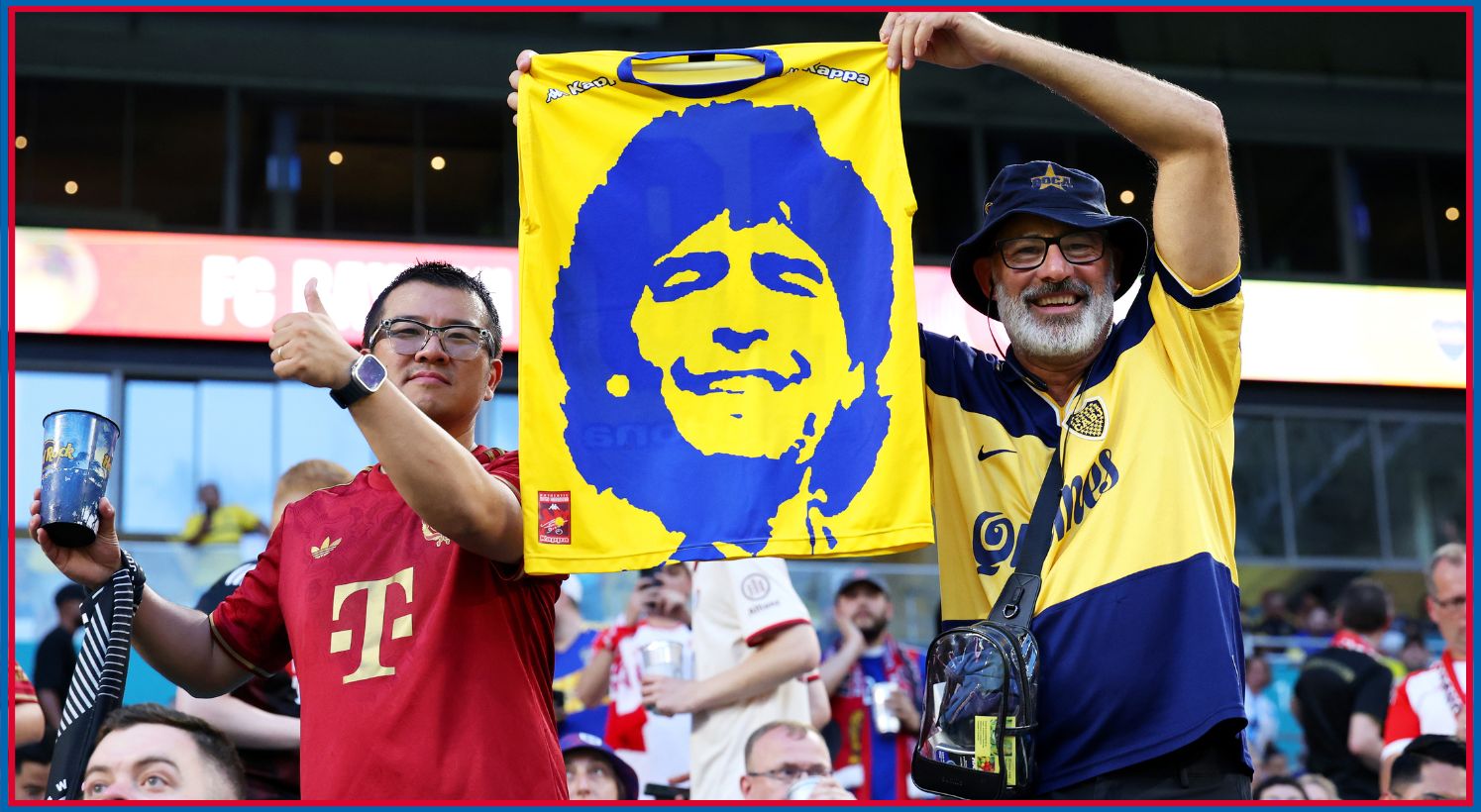Bayern Munich and Boca Juniors fans enjoy