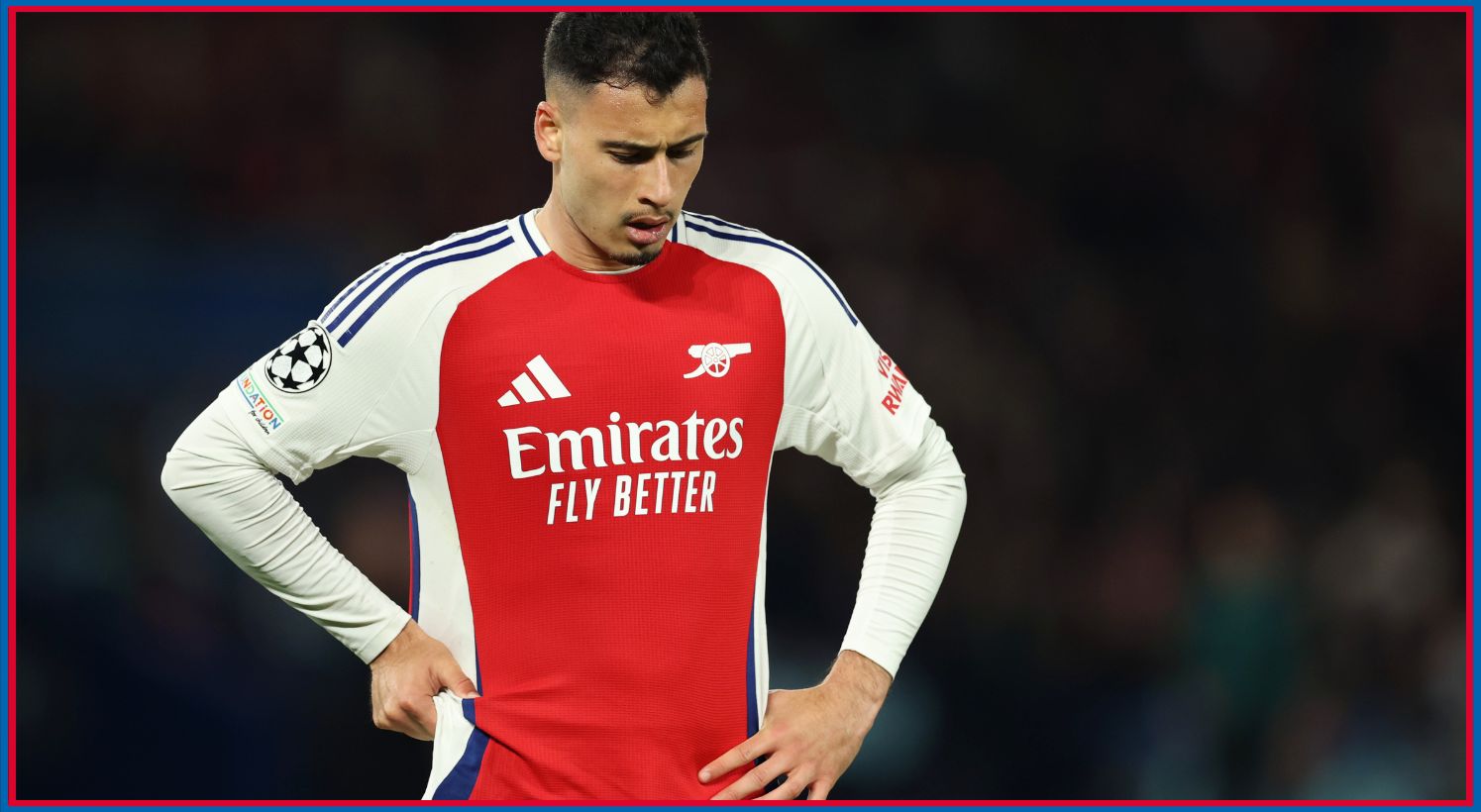 Gabriel Martinelli looks dejected