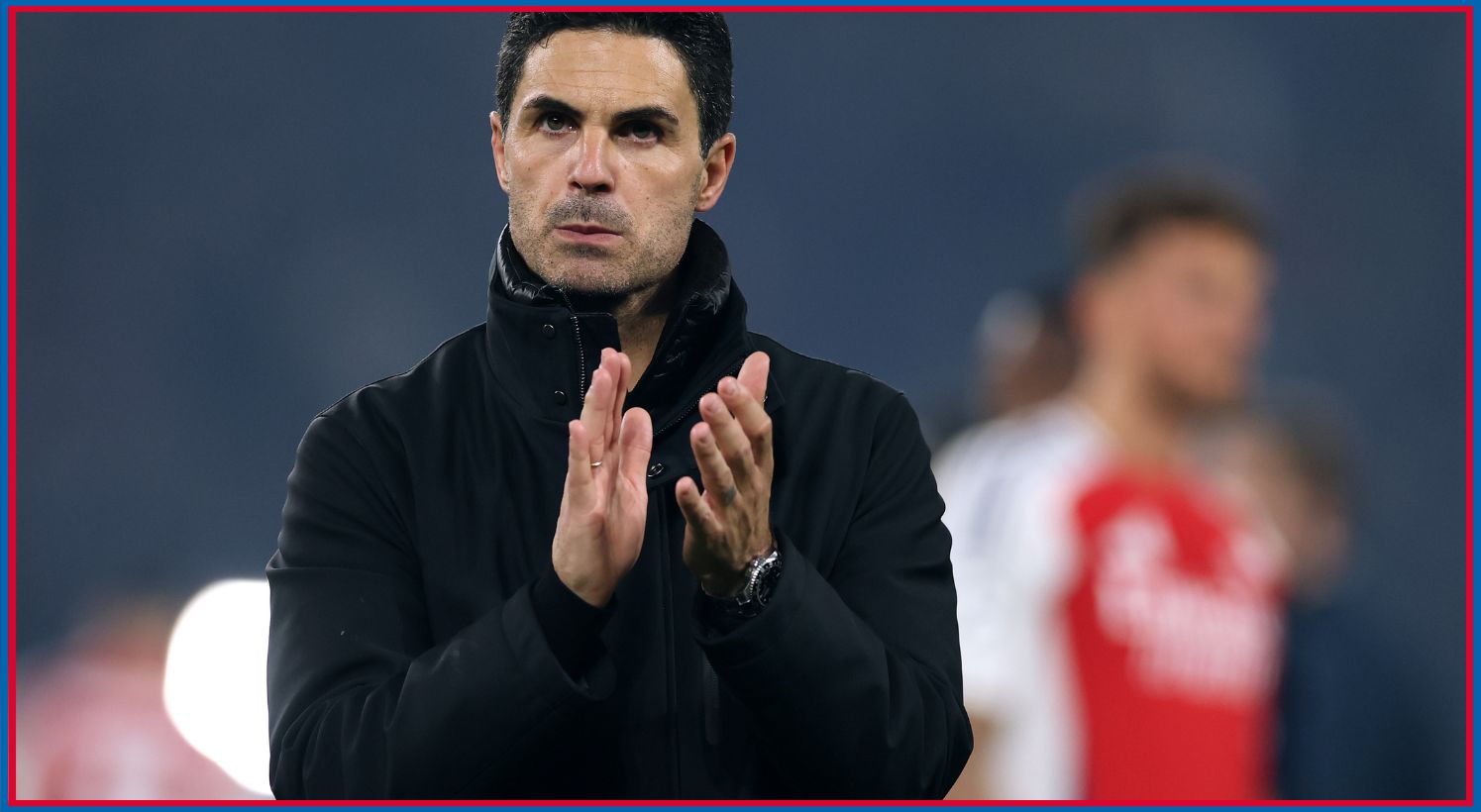 Mikel Arteta applauds after Arsenal v PSG