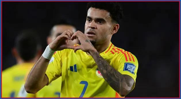 Luis Diaz celebrates with a heart gesture