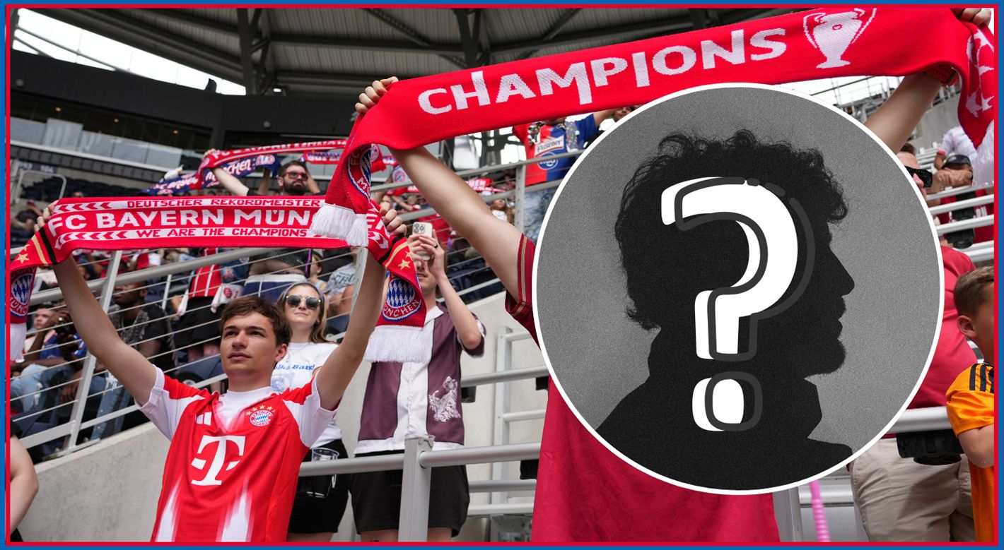 Bayern fans hold up scarves next to picture of a silhouette.