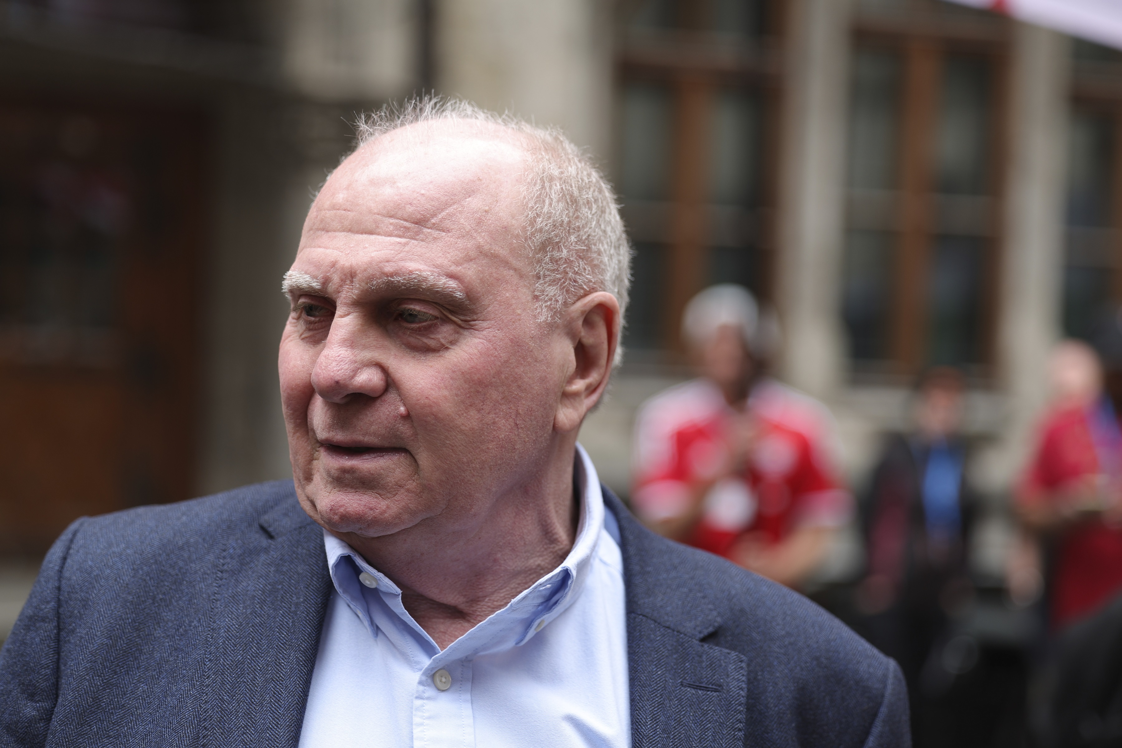 Uli Hoeneß looks on at the Marienplatz.