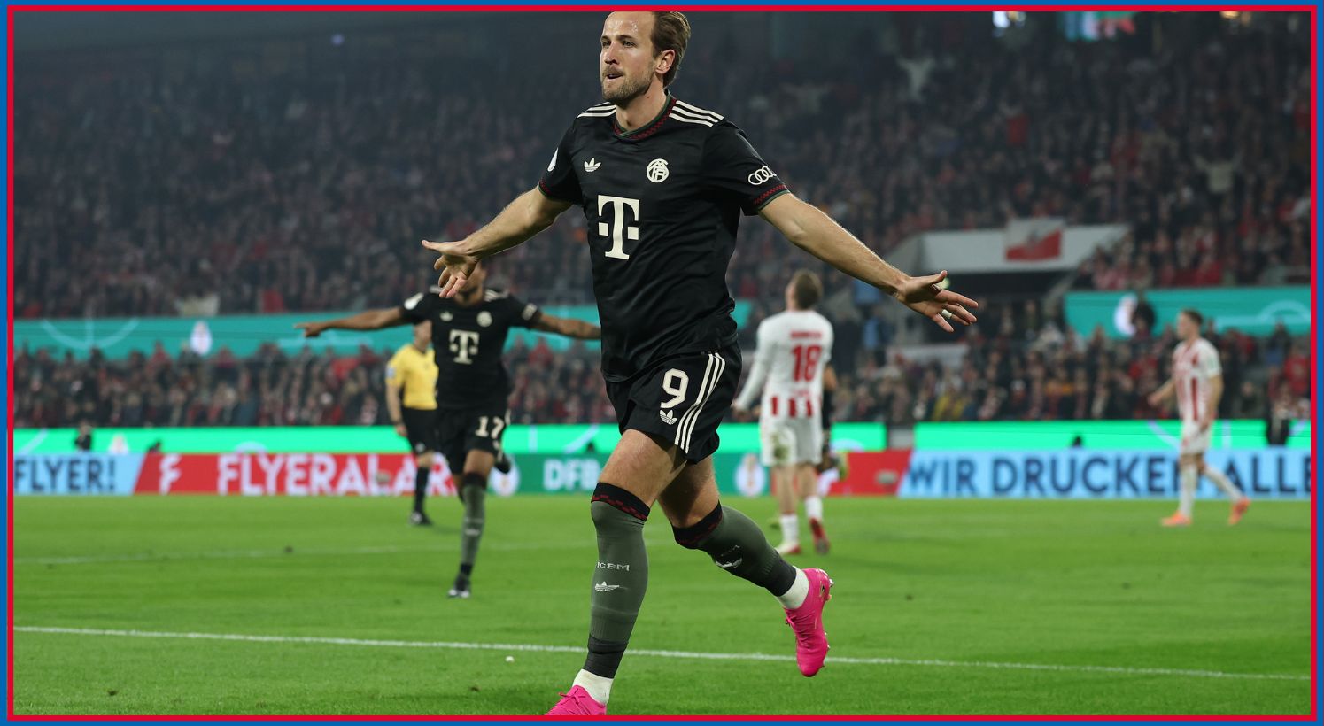 Harry Kane celebrates goal vs Koln