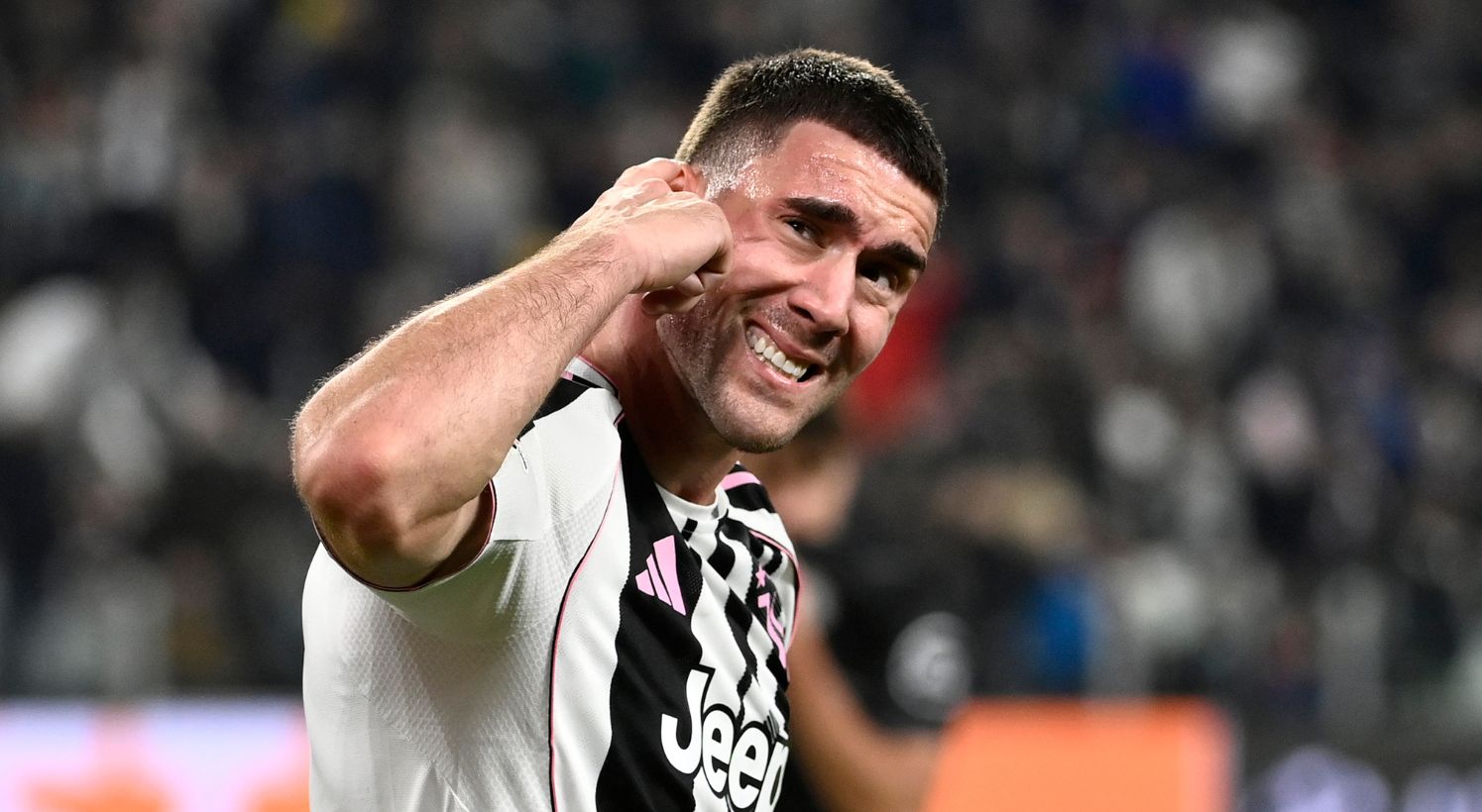 Dusan Vlahovic celebrates for Juventus 