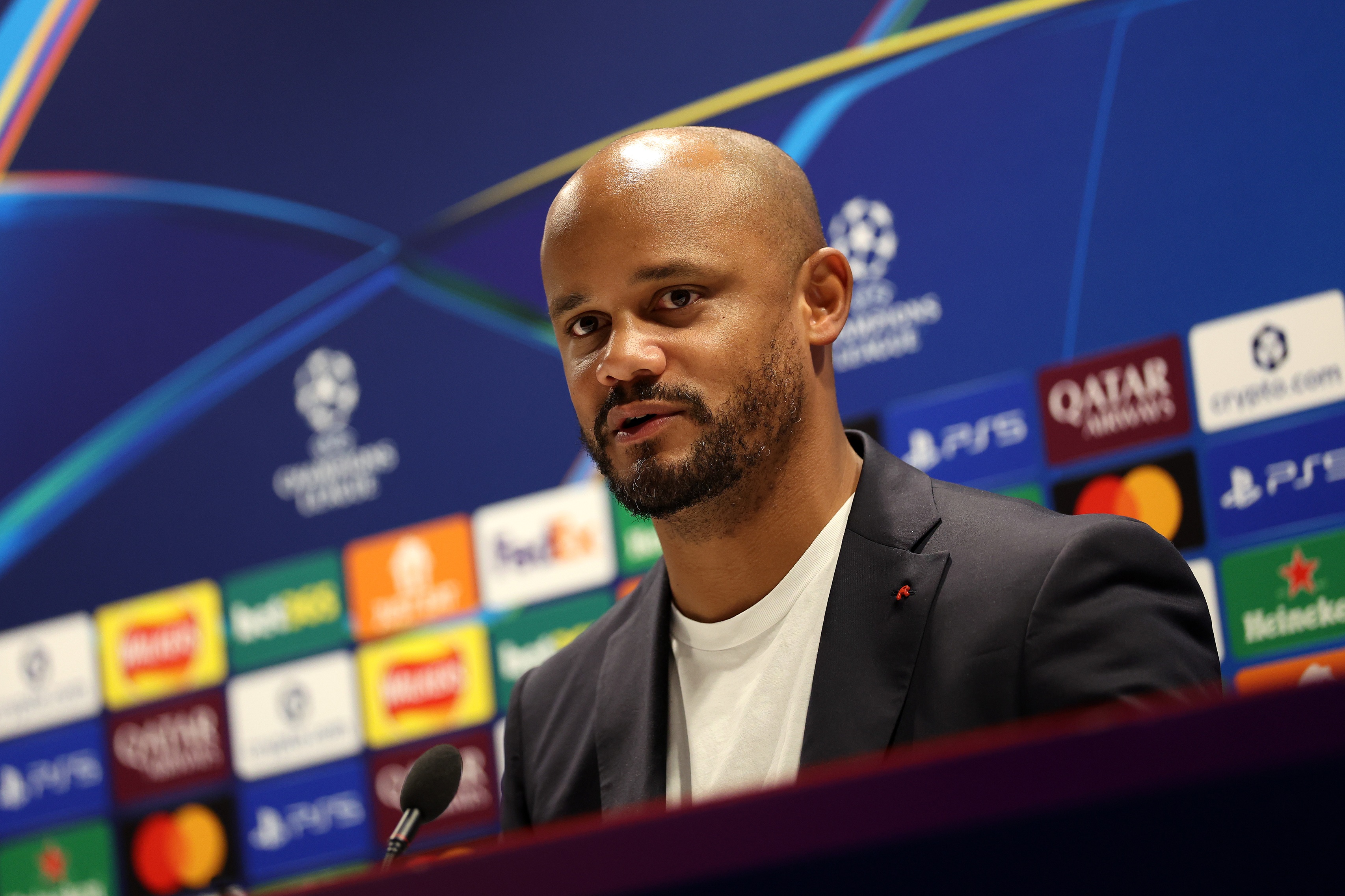 Vincent Kompany speaks during press conference.