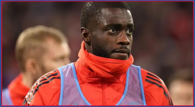 Dayot Upamecano warms up during Bayern game