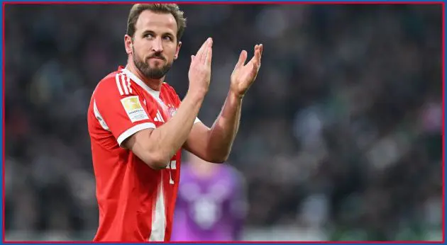Harry Kane applauds after Bayern Munich game