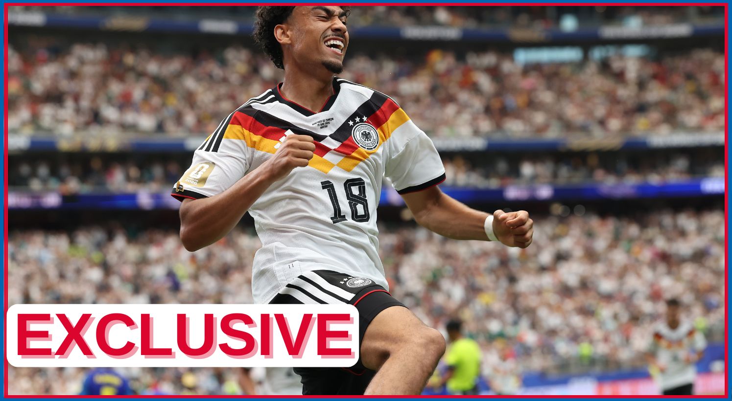 Nathaniel Brown enjoys his goal for Germany