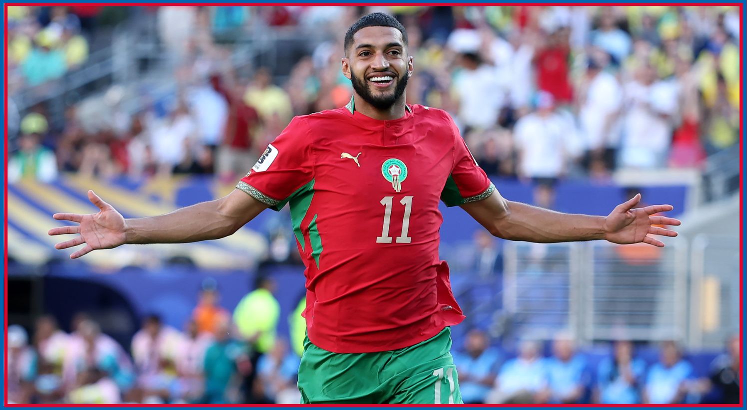 Ismael Saibari celebrates his goal for Morocco
